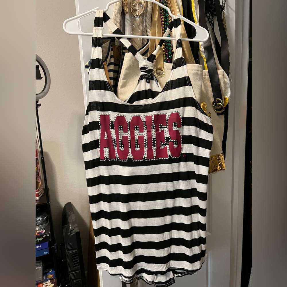 Rhinestone Aggies top with open back